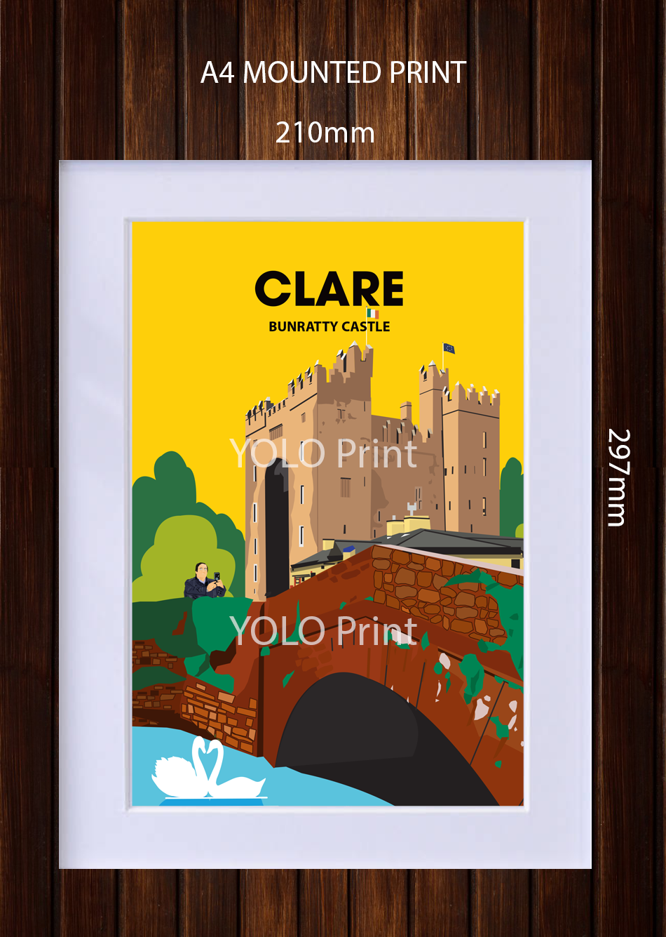 Clare Postcard or A4 Mounted Print or Fridge Magnet - Bunratty Castle