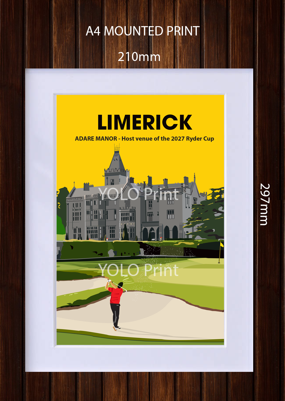 Limerick Postcard or A4 Mounted Print  - Adare Manor