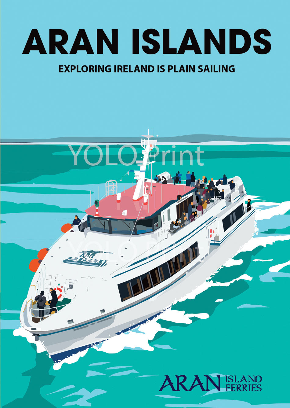 Aran Islands Postcard or A4 Mounted Print or Fridge Magnet - Aran Ferries