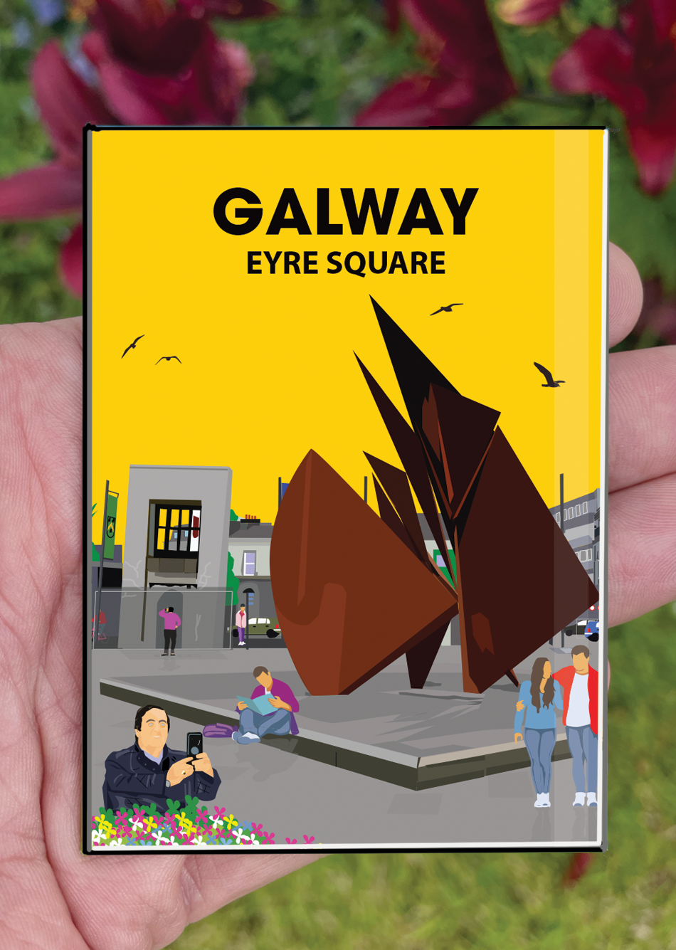 Galway Postcard or A4 Mounted Print or Fridge Magnet - Eyre Square