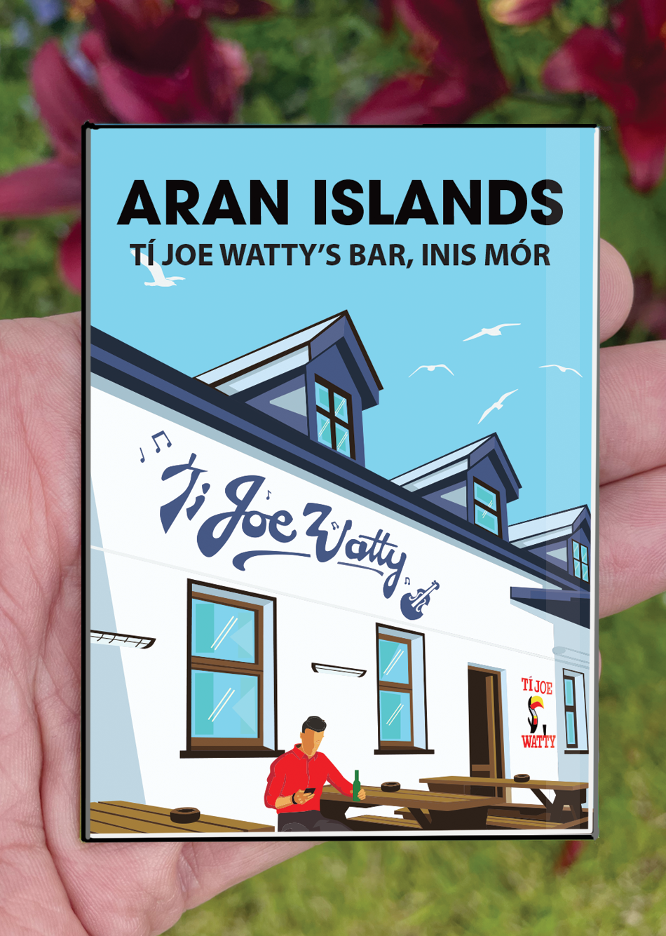 Galway Postcard or A4 Mounted Print or Fridge Magnet - Joe Watty's Aran