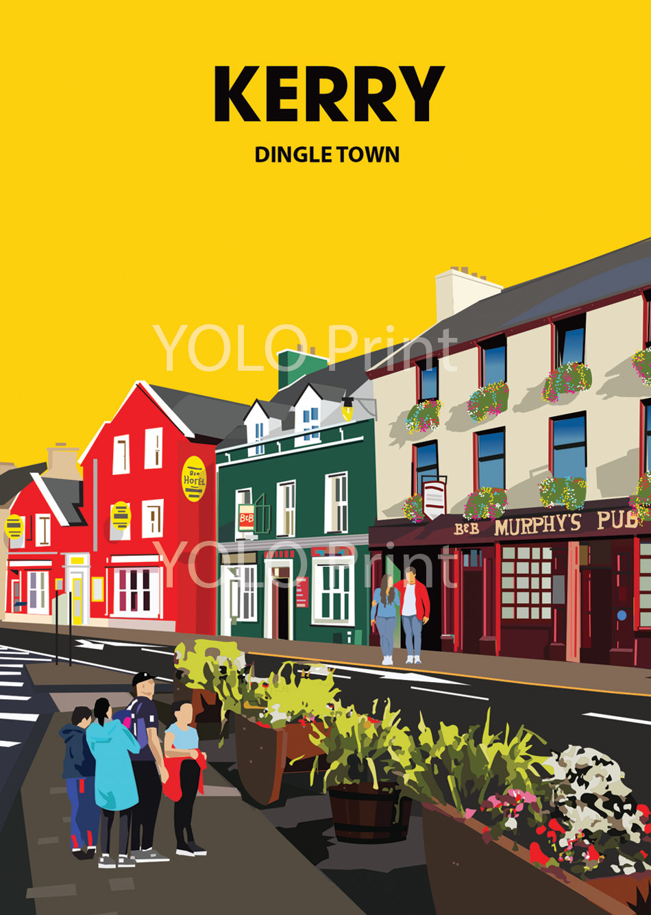 Kerry Postcard or A4 Mounted Print  - Dingle Town