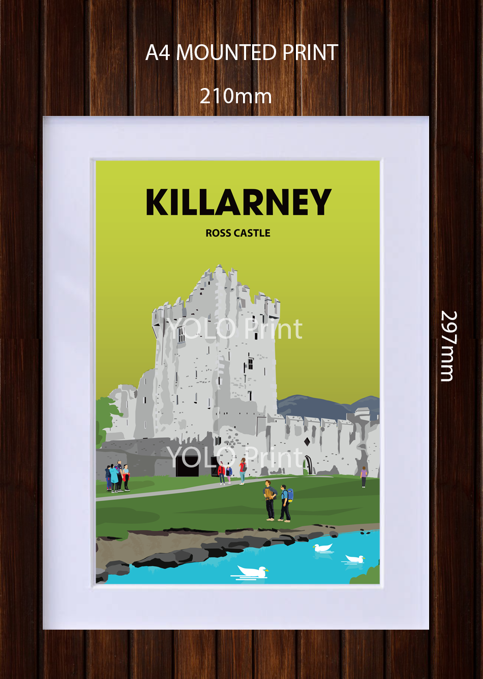 Killarney Postcard or A4 Mounted Print  - Ross Castle