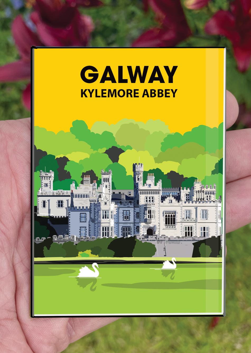 Galway Postcard or A4 Mounted Print or Fridge Magnet - Kylemore Abbey