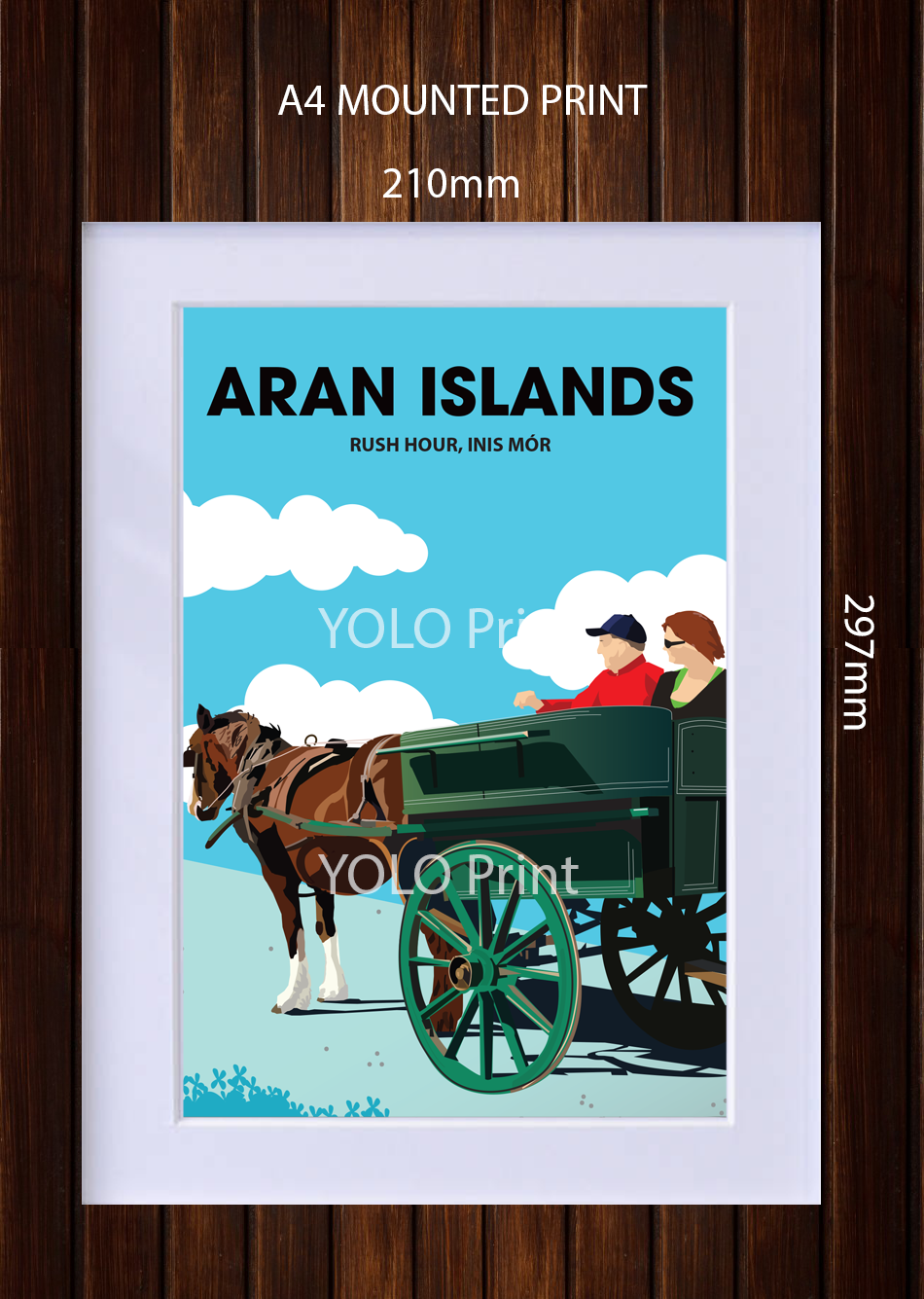 Aran Islands Postcard or A4 Mounted Print or Fridge Magnet - Rush Hour Inis Mor