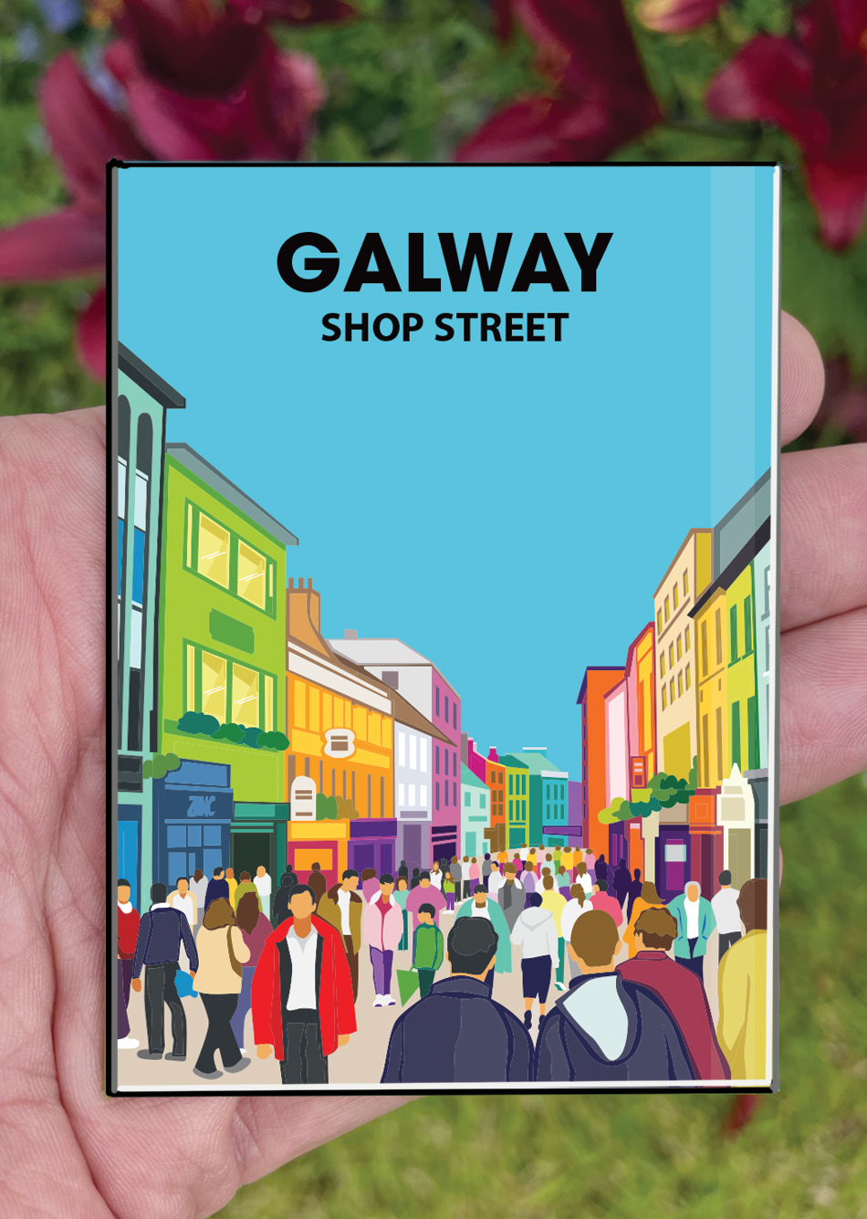 Galway Postcard or A4 Mounted Print or Fridge Magnet - Shop Street