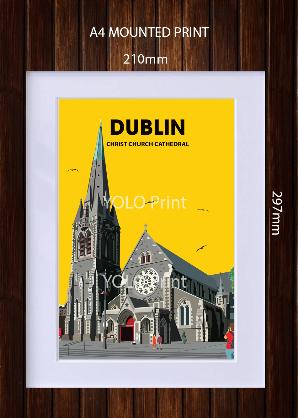 Dublin Postcard or A4 Mounted Print or Fridge Magnet  - Christ Church Cathedral