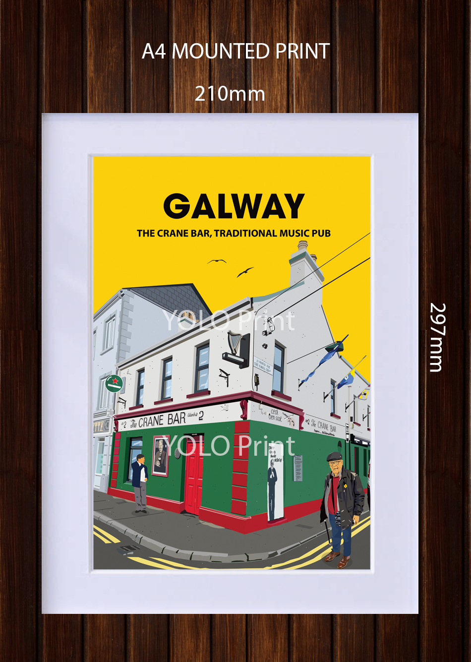 Galway Postcard or A4 Mounted Print  - The Crane Bar