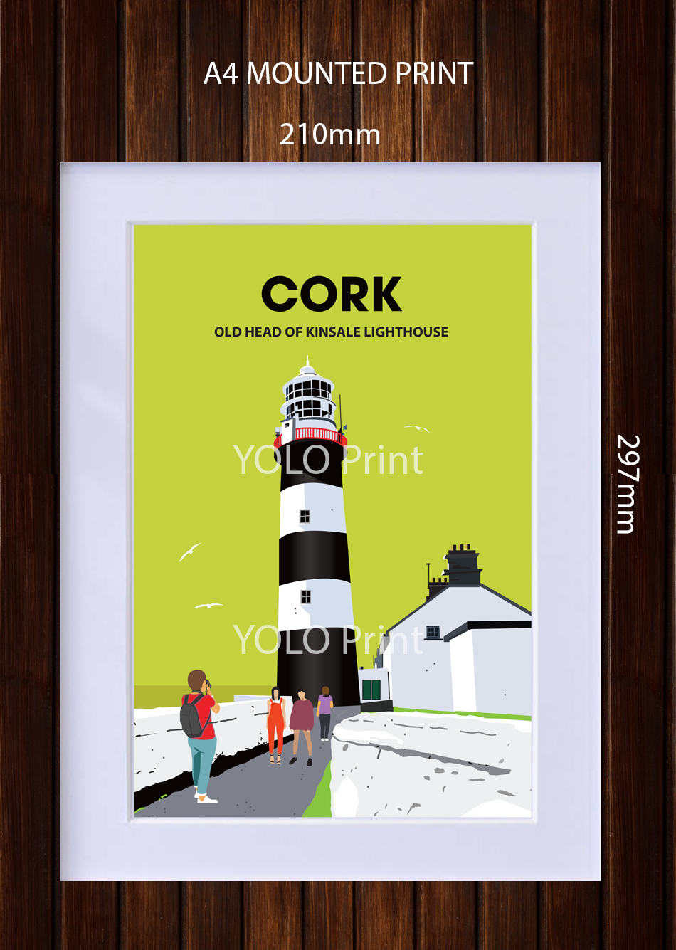 Cork Postcard or A4 Mounted Print or Fridge Magnet - Kinsale Lighthouse