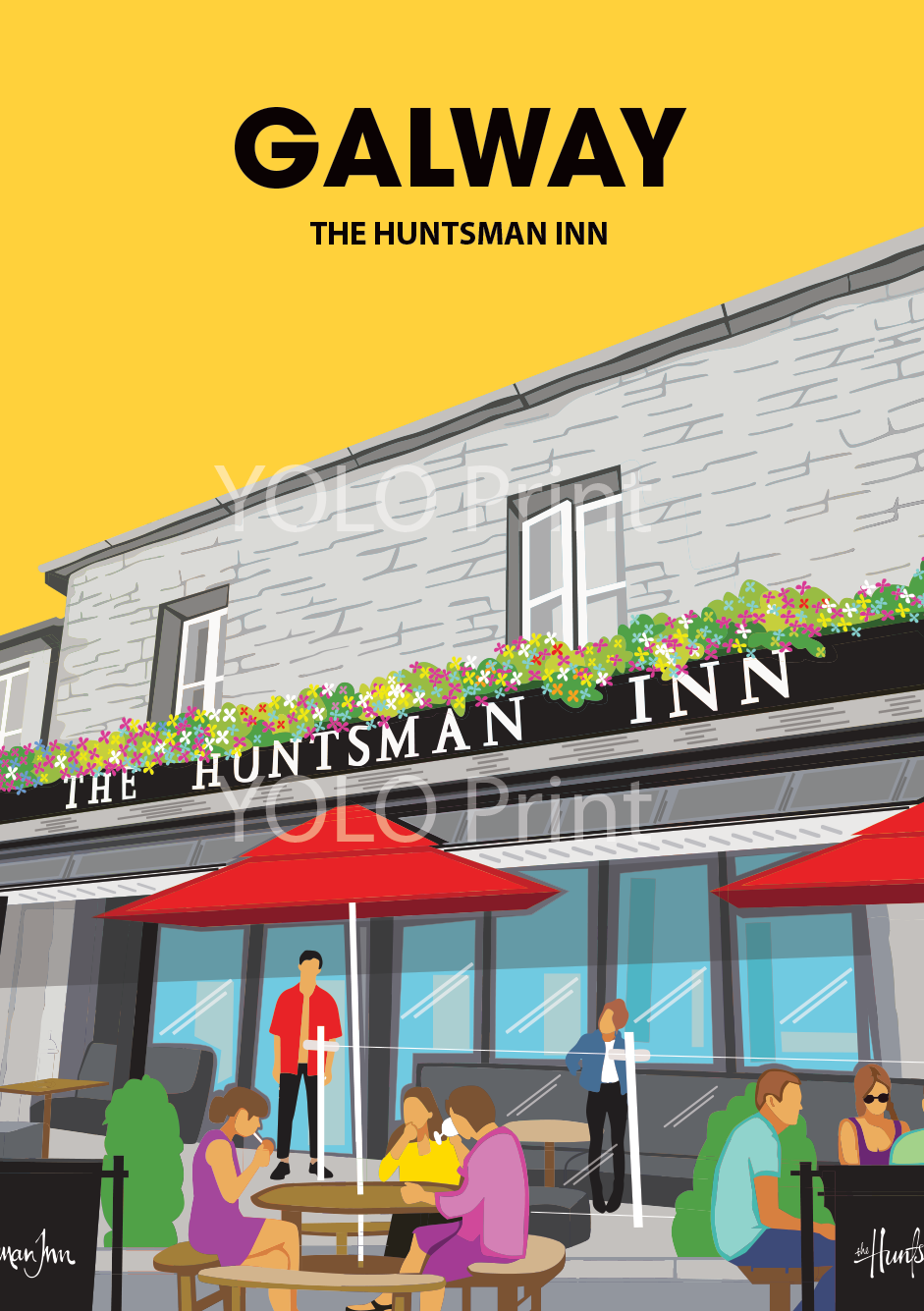 Galway Postcard or A4 Mounted Print - Huntsman Inn