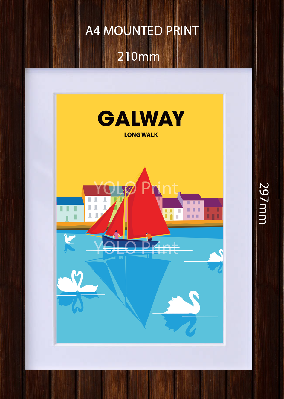 Galway Postcard or A4 Mounted Print or Fridge Magnet - Long Walk