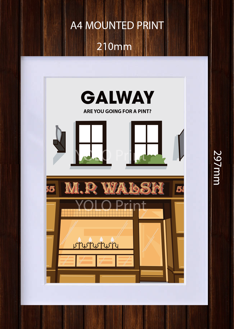 Galway Postcard or A4 Mounted Print -  M.P. Walsh Pub