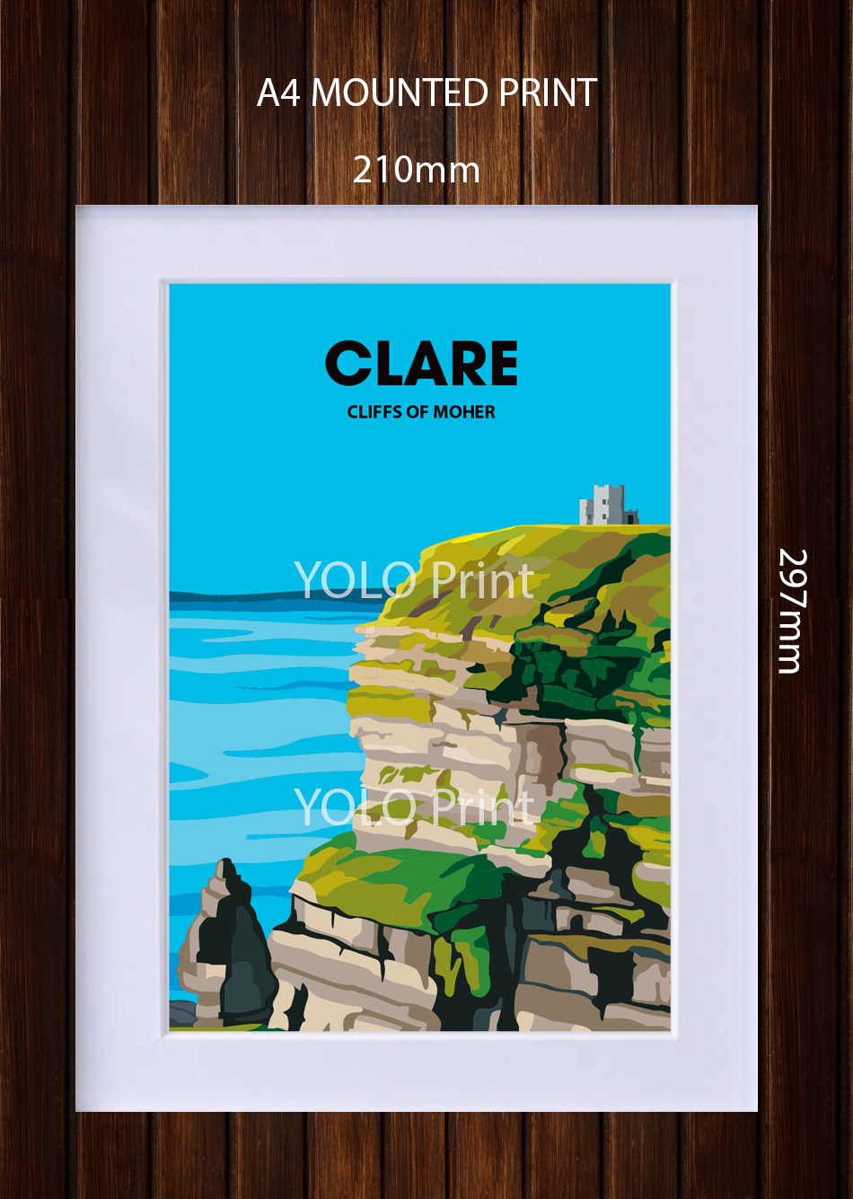 Clare Postcard or A4 Mounted Print or Fridge Magnet - Cliffs of Moher