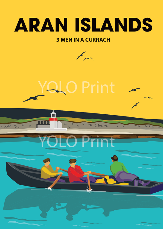 Galway Postcard or A4 Mounted Print or Fridge Magnet - Aran Islands - Currach
