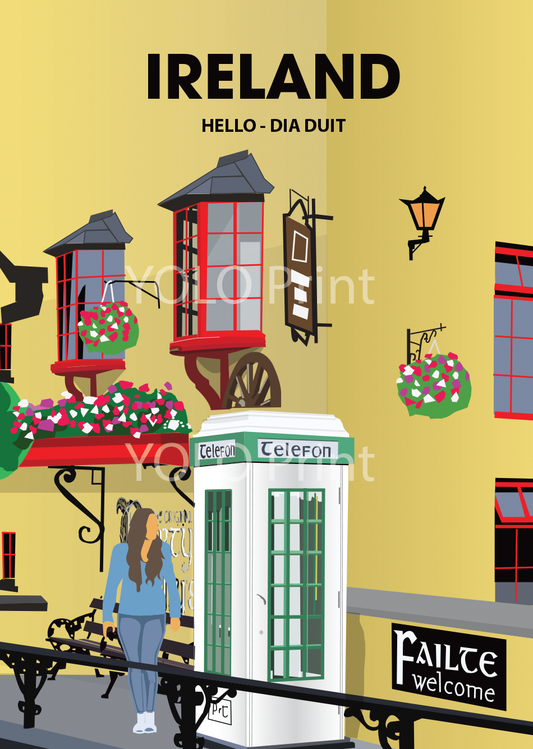 Ireland Postcard or A4 Mounted Print  - Hello - Dia Duit