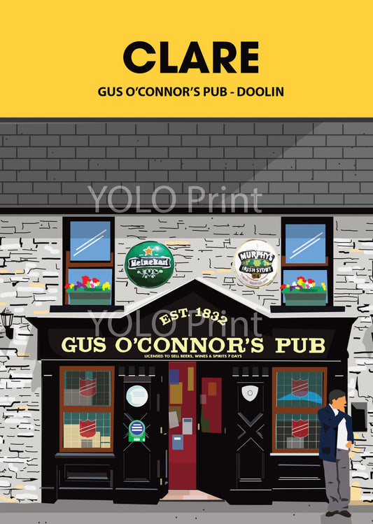 Clare Postcard or A4 Mounted Print or Fridge Magnet  - Gus O'Connors Pub