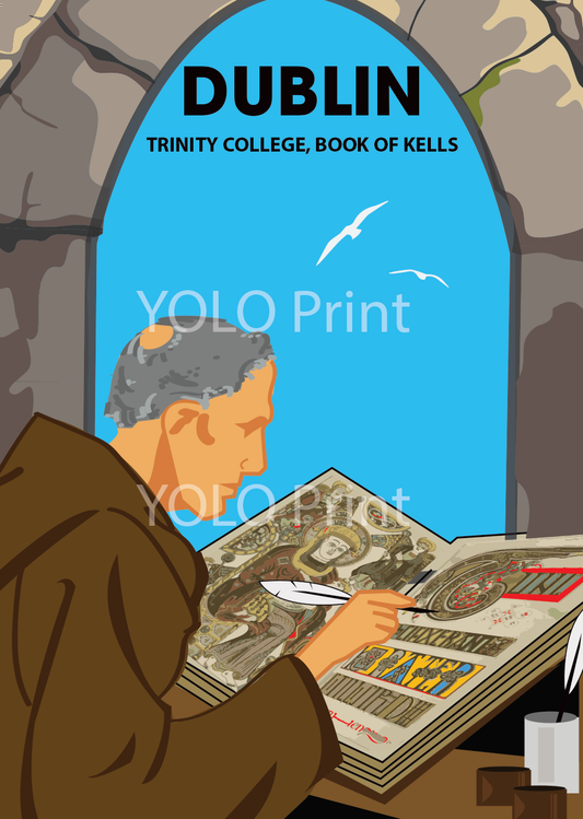 Dublin Postcard or A4 Mounted Print or Fridge Magnet - Book of Kells
