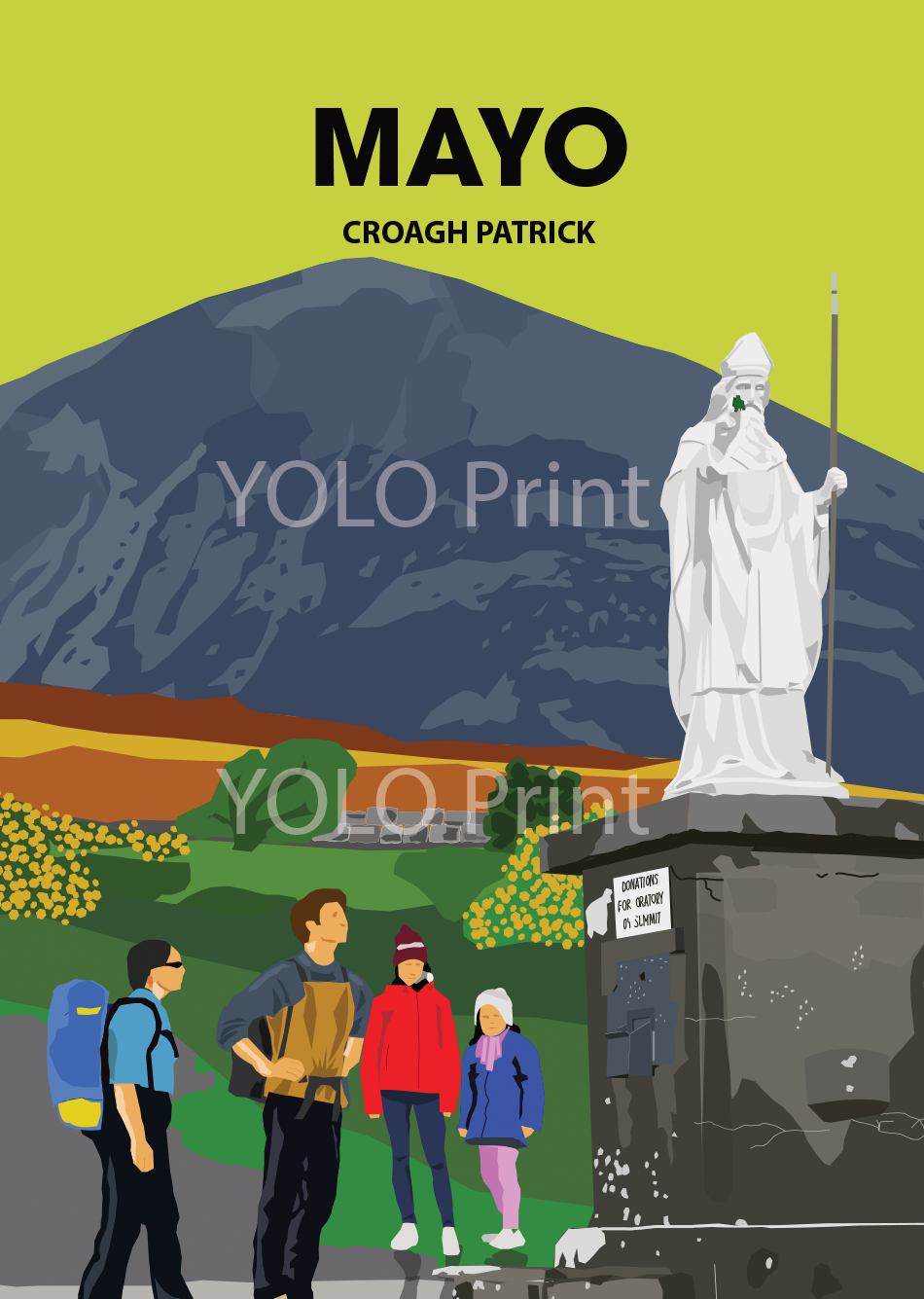 Mayo Postcard or A4 Mounted Print  - Croagh Patrick
