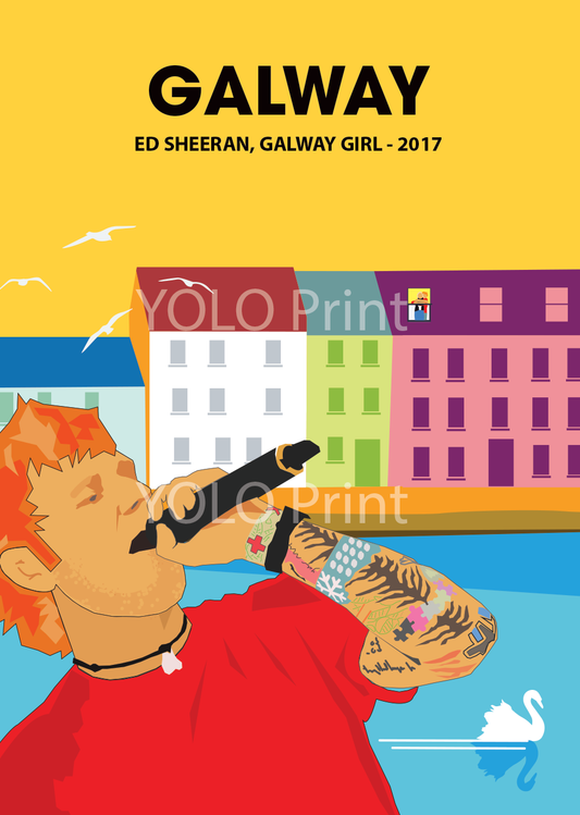 Galway Postcard or A4 Mounted Print  - Ed Sheeran, Galway Girl