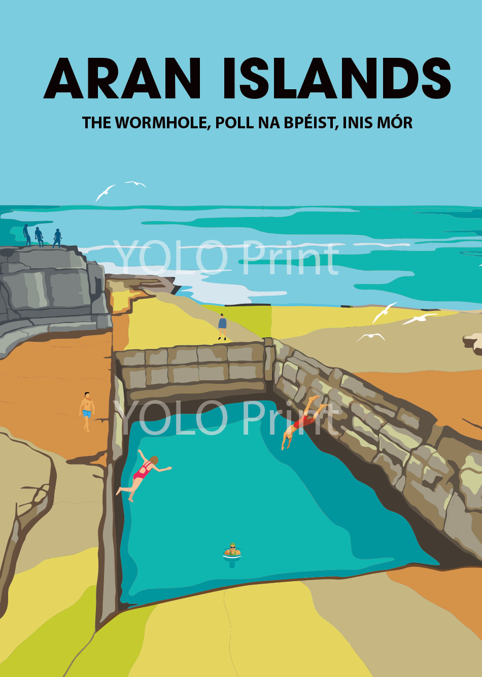 Aran Islands Postcard or A4 Mounted Print or Fridge Magnet - The Wormhole