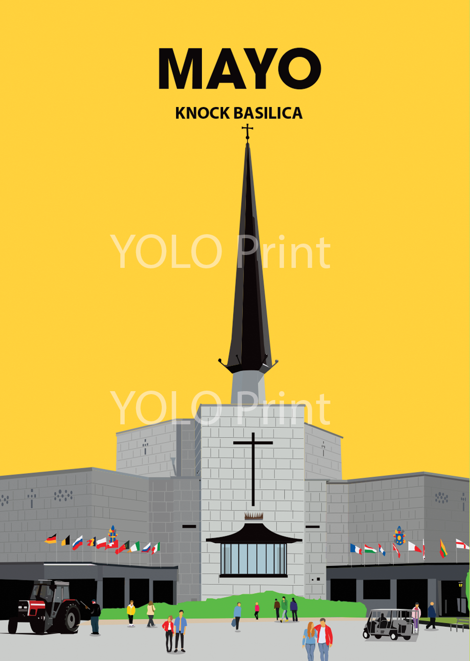 Mayo Postcard or A4 Mounted Print  - Knock Basilica