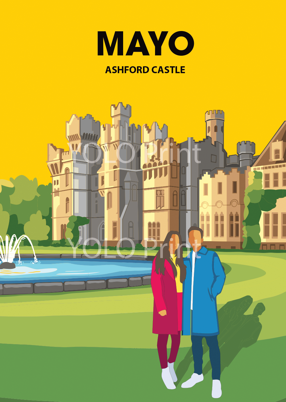 Mayo Postcard or A4 Mounted Print  - Ashford Castle