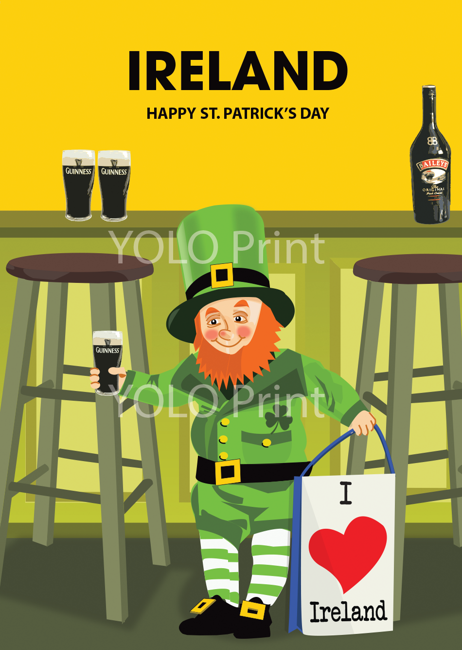 Ireland Postcard or A4 Mounted Print  - St. Patricks Day
