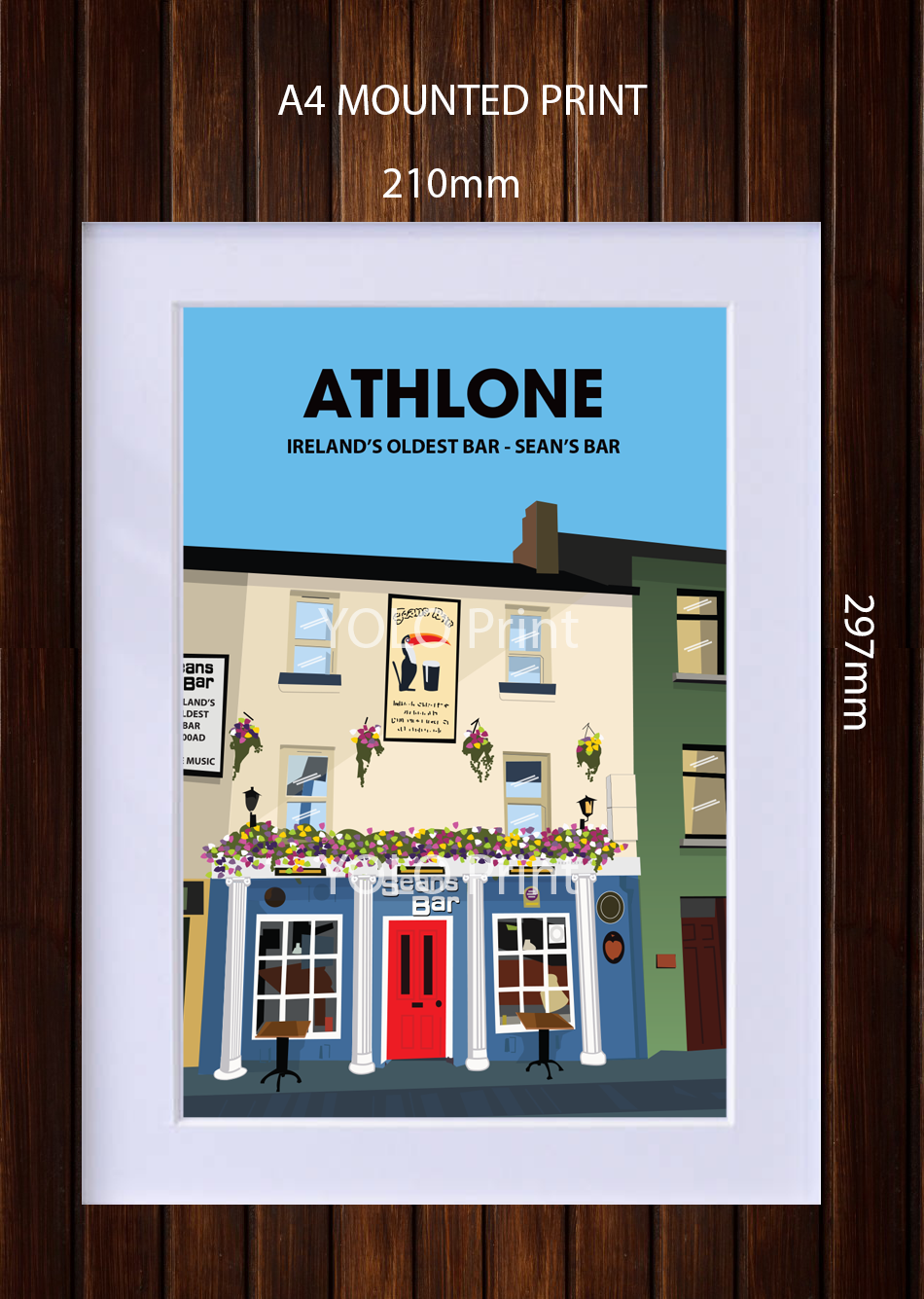 Athlone Postcard or A4 Mounted Print  - Seans Bar