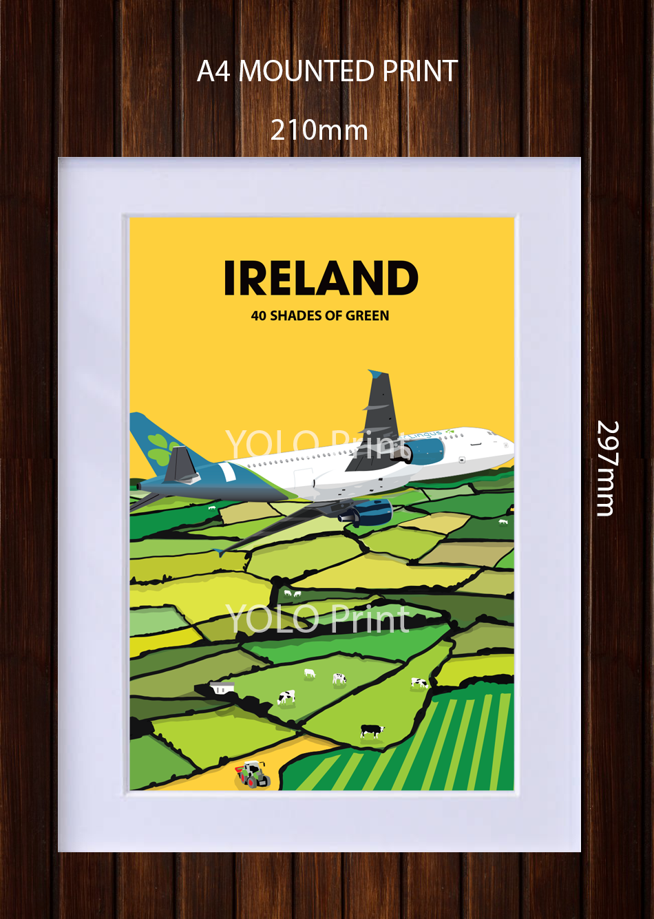 Irish Postcard or A4 Mounted Print or Fridge Magnet - 40 Shades of Green