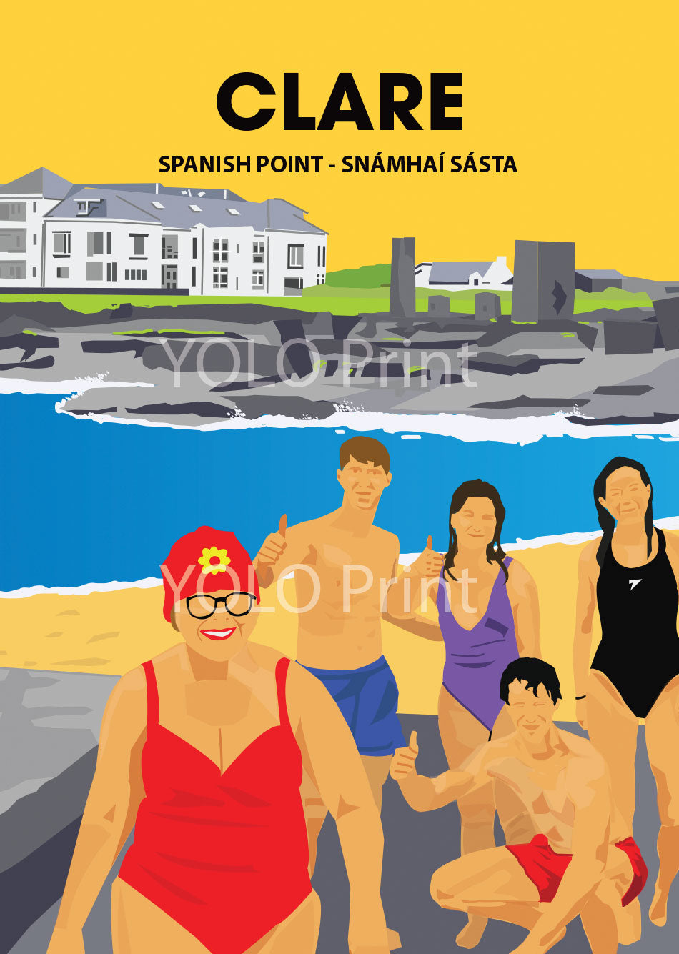 Clare Postcard or A4 Mounted Print  - Snamhai Sasta, Spanish Point