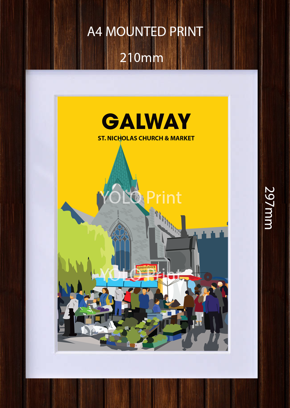 Galway Postcard or A4 Mounted Print  - St. Nicholas Church and Market